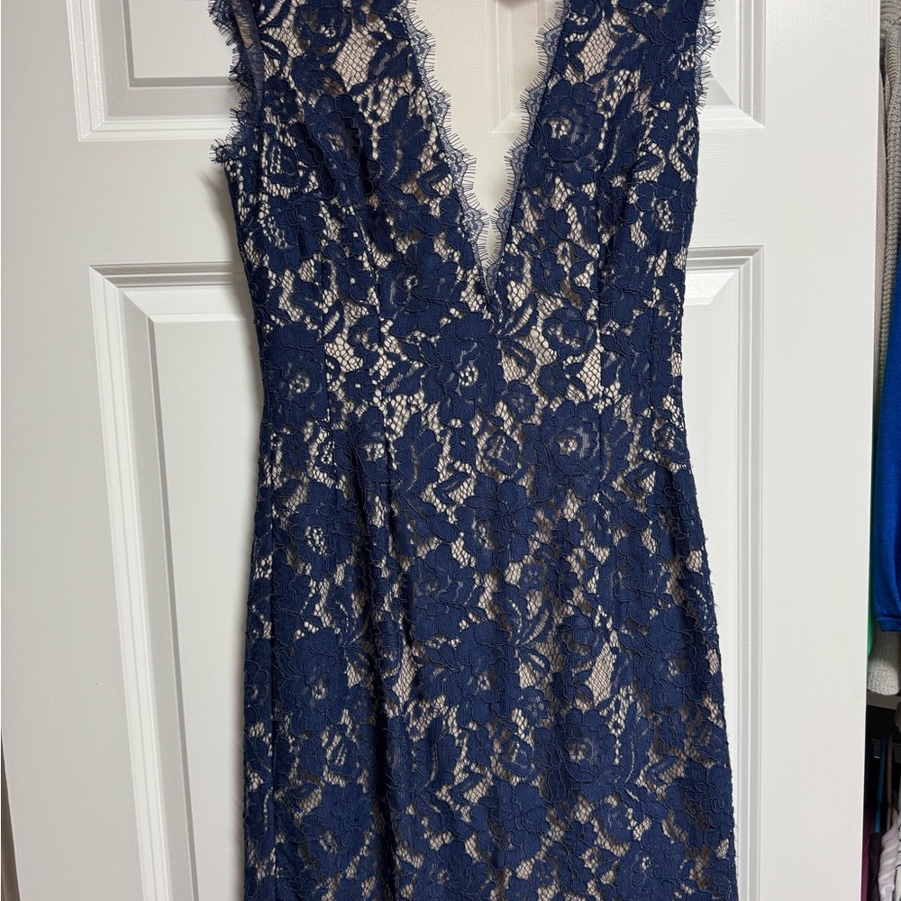 Aidan Mattox Navy Lace Dress